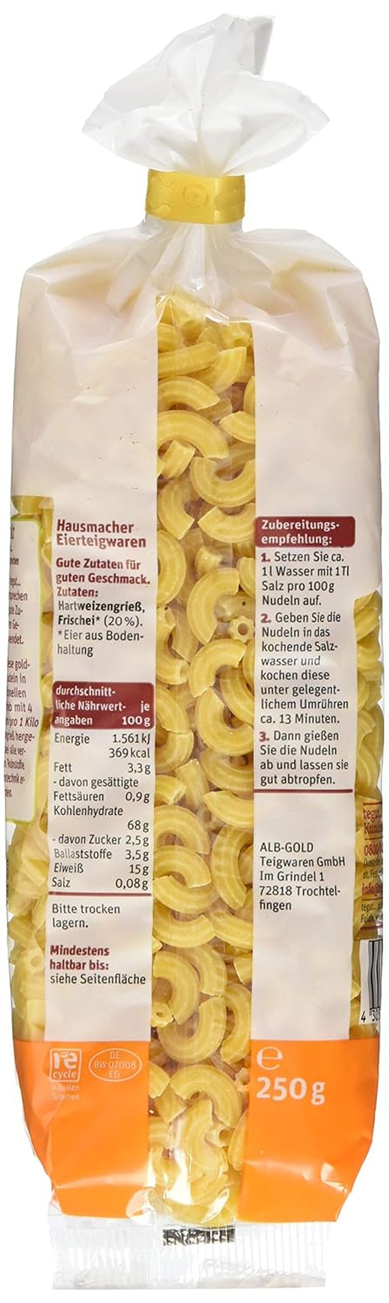 tegut... Gusci di pasta all'uovo, 1 x 250 g