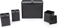 Salter BW12614EU7 Set de cutii de depozitare Kuro - 4 recipiente de bucătărie, pâine/ceai/cafea/zahăr, cutii pătrate de organizare, ușor de curățat, păstrează alimentele proaspete, negru Cutii depozitare alimente Naty Shop Set de 4 piese