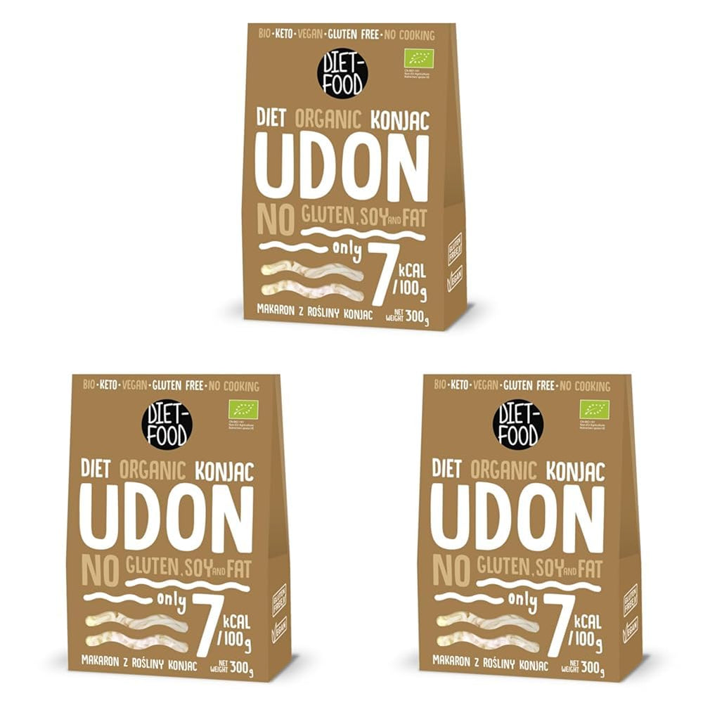 Udon Shirataki Konjac Noodles Bio 385g - A basso contenuto calorico, senza glutine, vegano - a base di radice di konjac, ricco di fibre DIET-FOOD