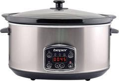 Beper BC.510 Slow Cooker, 280 W, 4,5 litri, vetro ceramico, nero e acciaio Slow Cooker Naty Shop Default Title