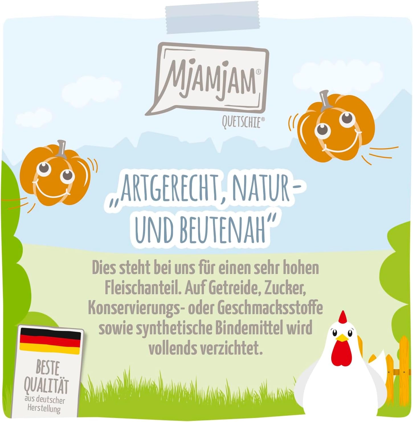 MjAMjAM - Quetschie - Chicks & Friends fabelhaftes Huhn an gedämpftem Kürbis 12 x 125g