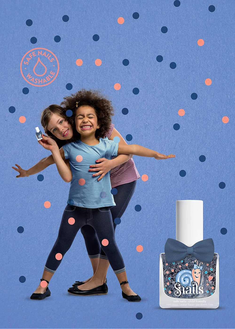 Snails 516202 Top Coat Confetti Blue Smalto per bambini, a base d'acqua, lavabile, sicuro, vegano