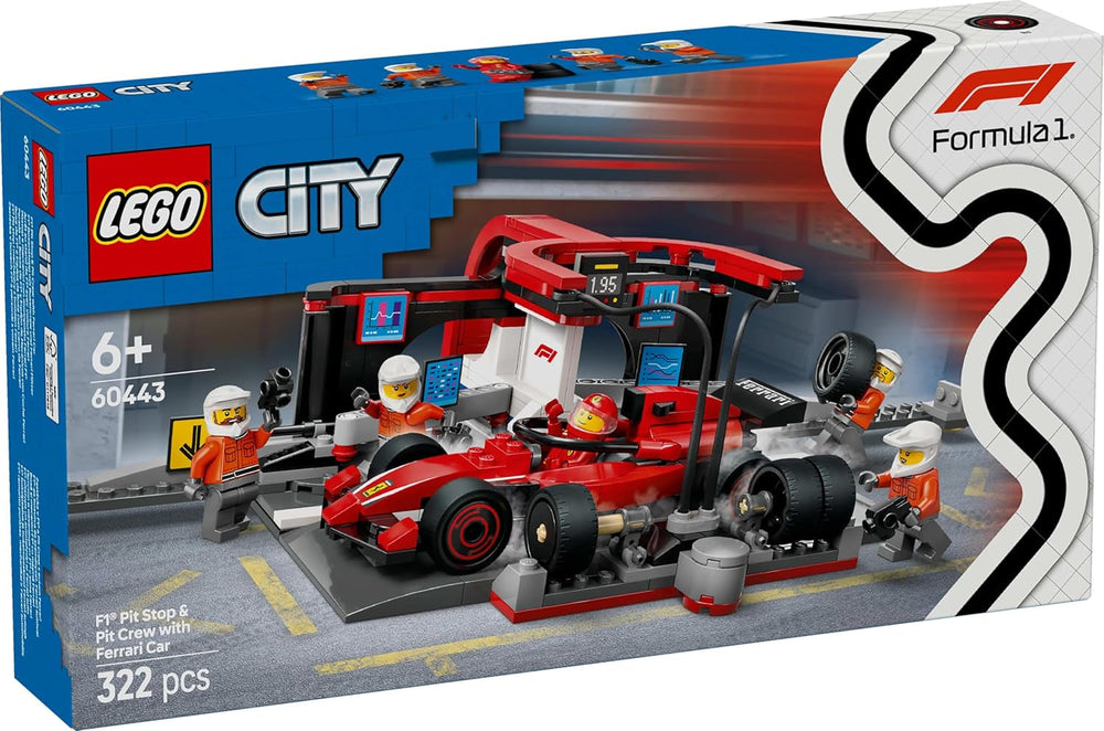 LEGO City Pit Stop F1 con Team e Ferrari Speedster - Set Pit Stop Formula 1 con 1 pilota e 4 minifigure meccaniche - Auto da corsa giocattolo per ragazzi e ragazze 6+ - 60443 Set di costruzione Beuche den LEGO-Store