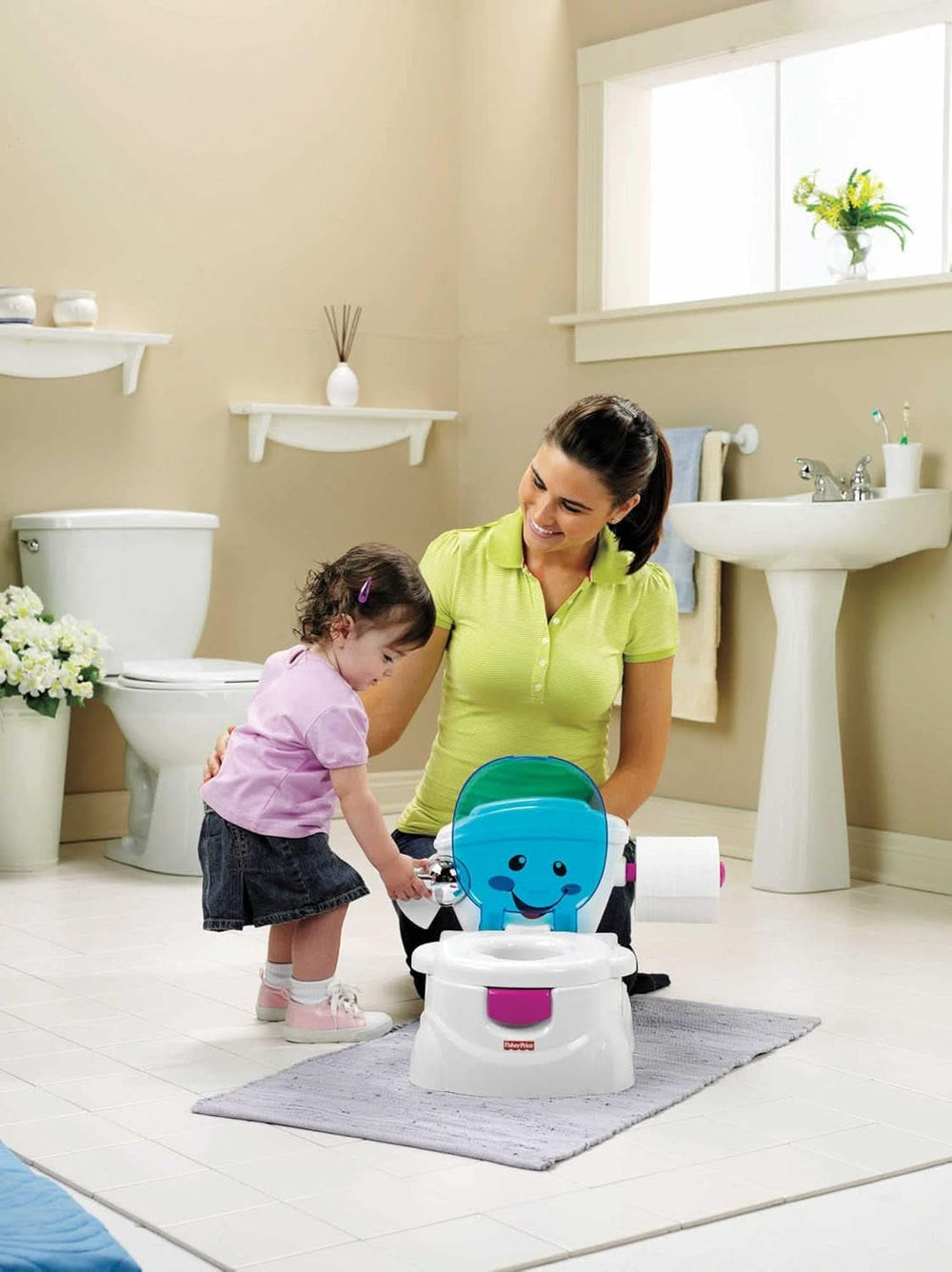 Fisher-Price Meine Erste Toilette, Baby Töpfchen, Mit Musik & Lustigen Sätzen, Tragbare Baby Toilette, Abnehmbarer Toilettenaufsatz, Deutsche Version, Ab 1 Jahr, P4326 Accessori Alimentazione e Allattamento Bebe Naty Shop
