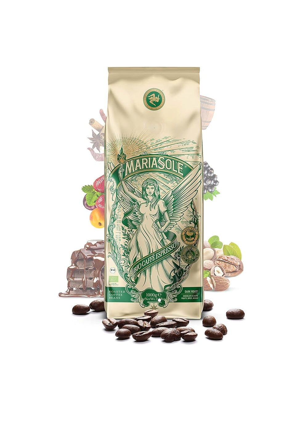 Cafea Espresso Organică, Pliculețe 250g - Prăjită Tradițional la Foc de Lemne, Artizanală - Boabe de Cafea Organică Premium pentru Espressoare Automate și Portafiltru