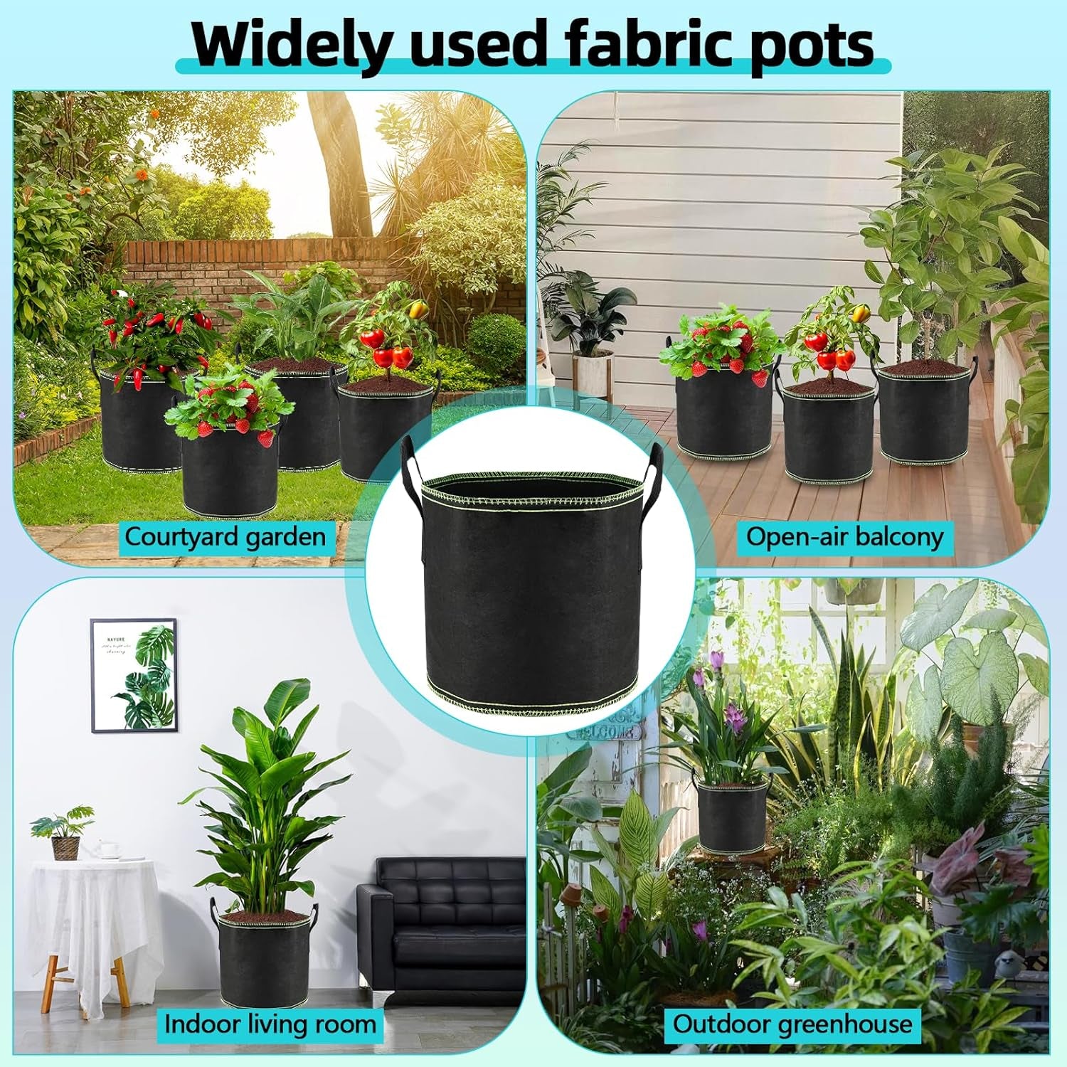 5 vasi per pomodoro da 12 litri, sacchetti per piante in tessuto non tessuto con manici, vasi da giardino addensati e ventilati, sacchetti per piante riutilizzabili per patate, pomodori, verdure, fiori e fragole