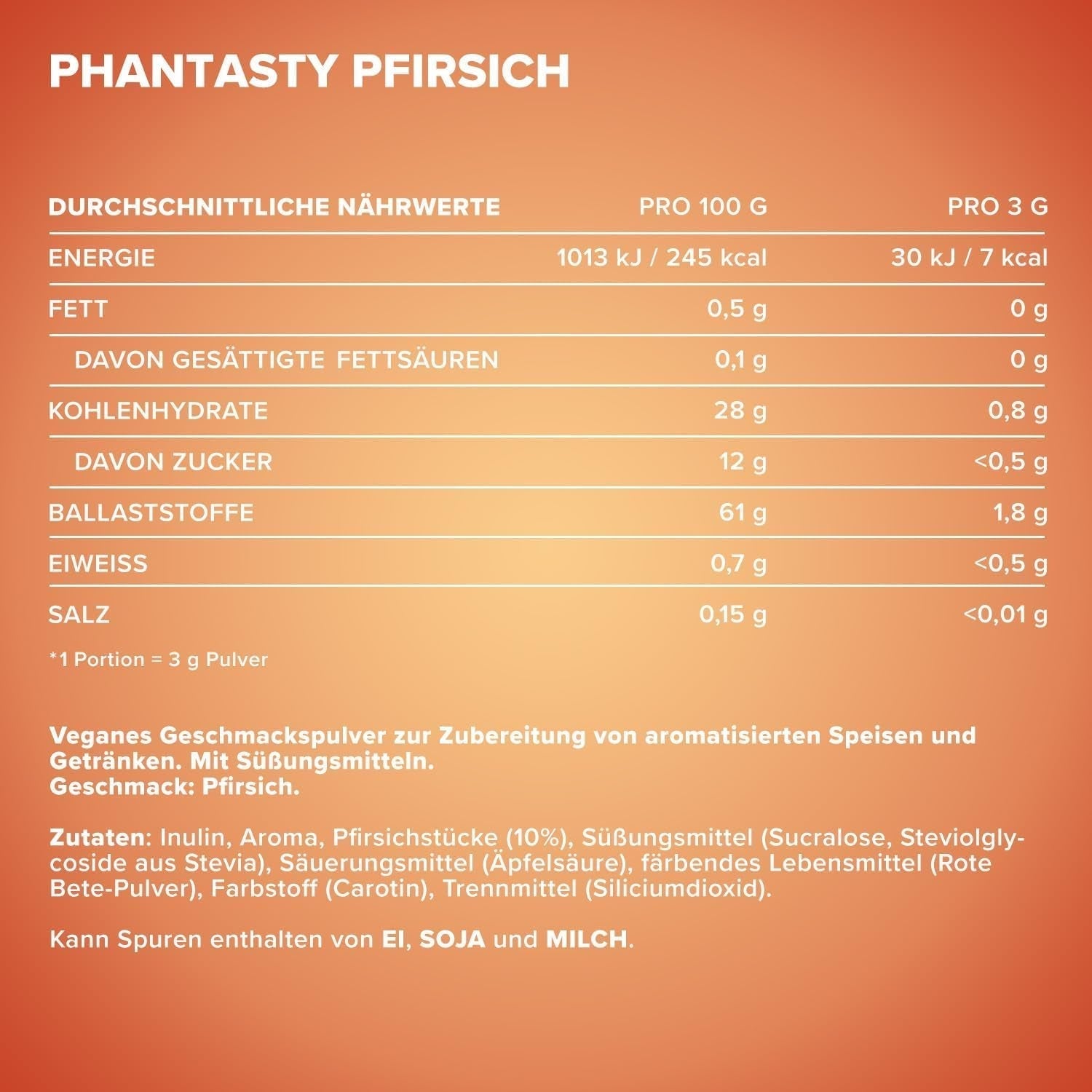 Ironmaxx Phantasty - Dose cremosa alla pesca 250G | Vegan Geschmackspulver Mit Echten Frucht- Oder Nussstückchen | Perfekter Zuckerersatz Dolcificanti Naty Shop