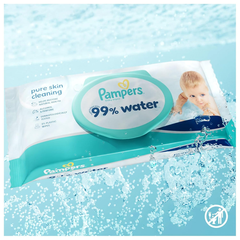 Salviette per neonati Pampers 99% acqua, 12 confezioni da 60 salviette ciascuna = 720 salviette per neonati, lozione leggera 99% acqua