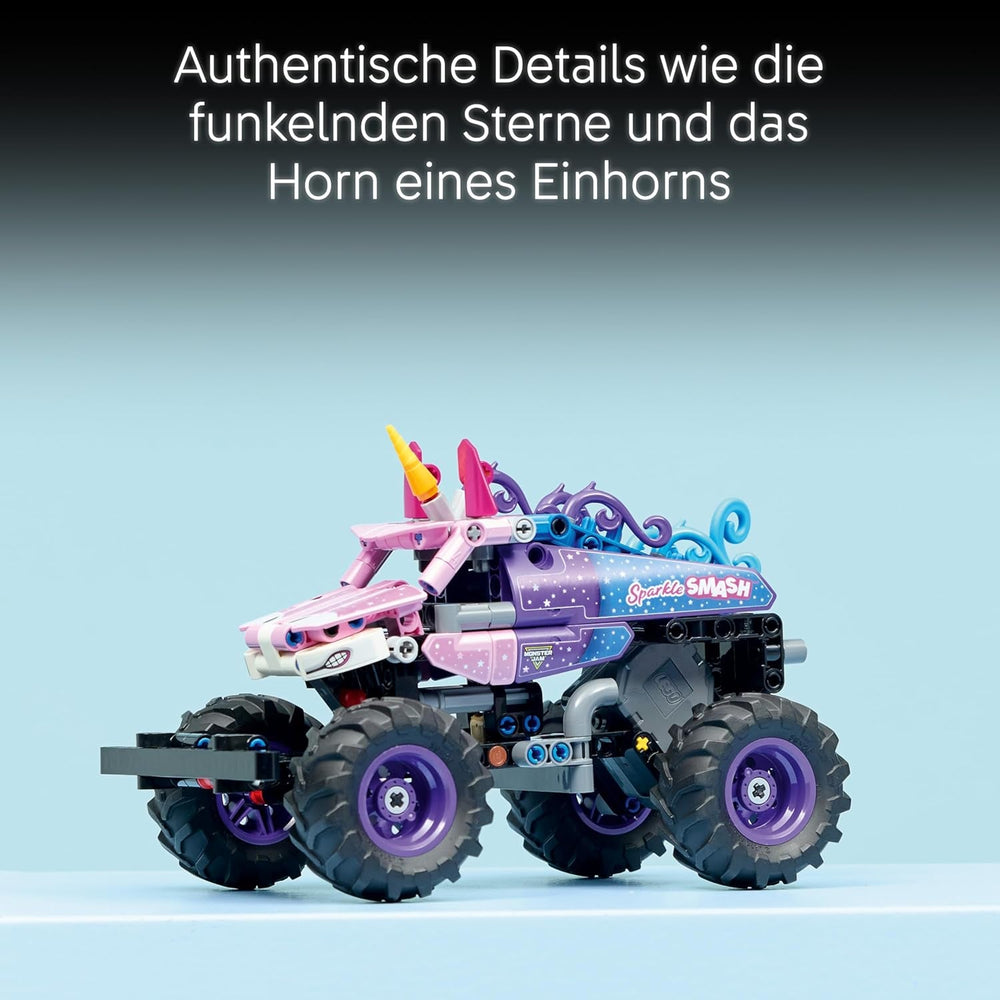 LEGO Technic Monster Jam Sparkle Smash mit Rückziehmotor - Technic Monstertruck & Einhorn Monster Truck Spielzeug - Kreatives Geschenk ab 7 Jahren für Kinder, Mädchen & Jungen - 42220