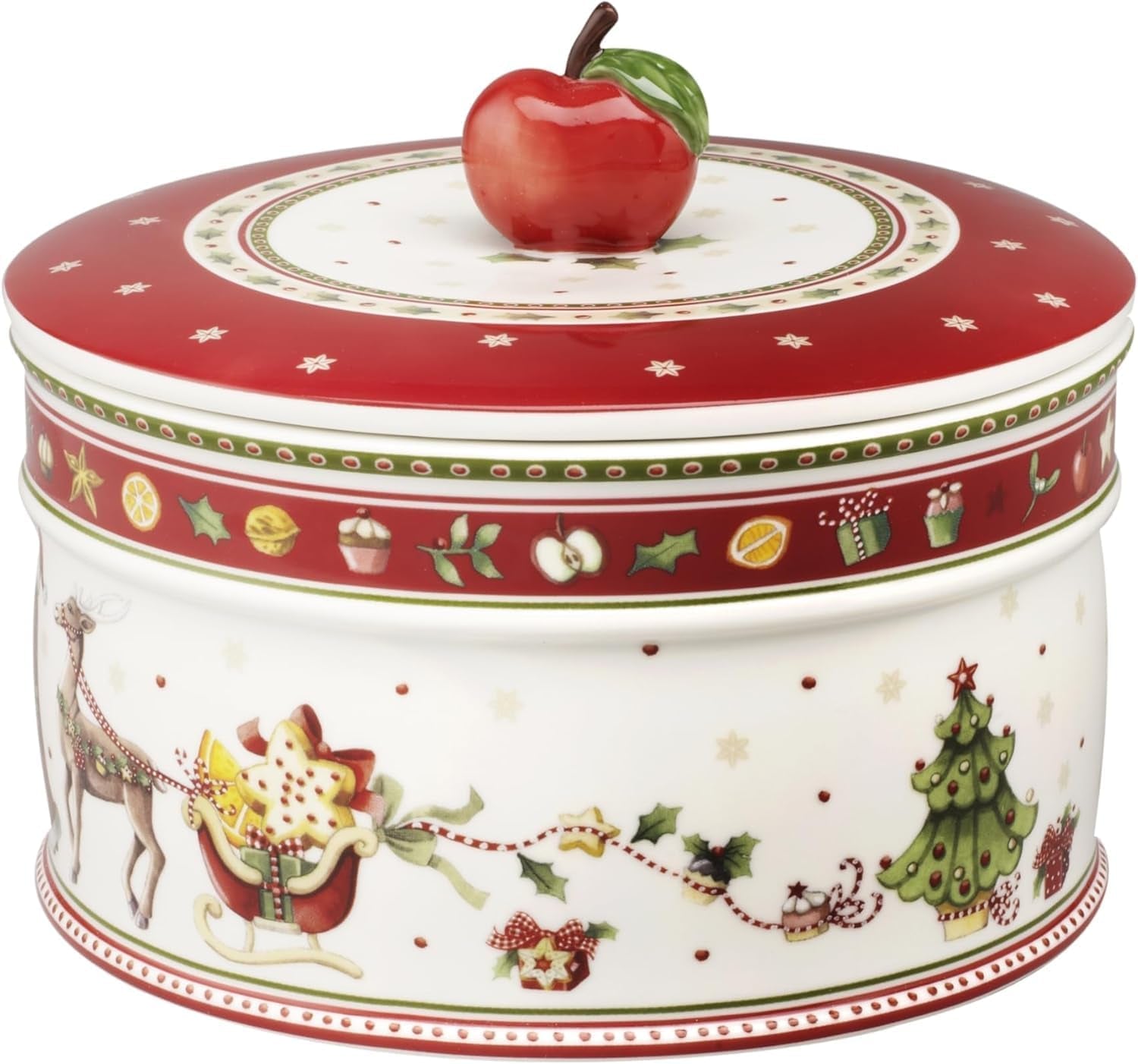 Villeroy & Boch - Winter Bakery Delight Cutie mică de depozitare, cutie ceramică pentru biscuiți de Crăciun, cutie de Crăciun, cutie pentru biscuiți, cutie pentru biscuiți, cutie ceramică cu capac, depozitare dulciuri, porțelan premium Cutii depozitare alimente Naty Shop L