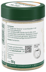 Fuchs Gewürze - Kardamom gemahlen - Gewürz für Glühwein oder Fleischgerichte wie Roastbeef oder Schweinebraten - ingredienti naturali - 50 g in wiederverwendbarer, recyclebarer Dose
