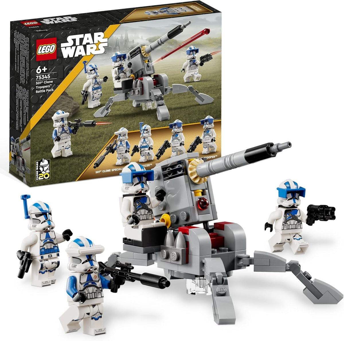 LEGO Star Wars 75345-501st Clone Troopers Battle Pack Set – Sammler Spielzeug mit Einer AV-7-Kanone und 4 Minifiguren – Geschenk für Jungs ab 6 Jahren und Fans von The Clone Wars