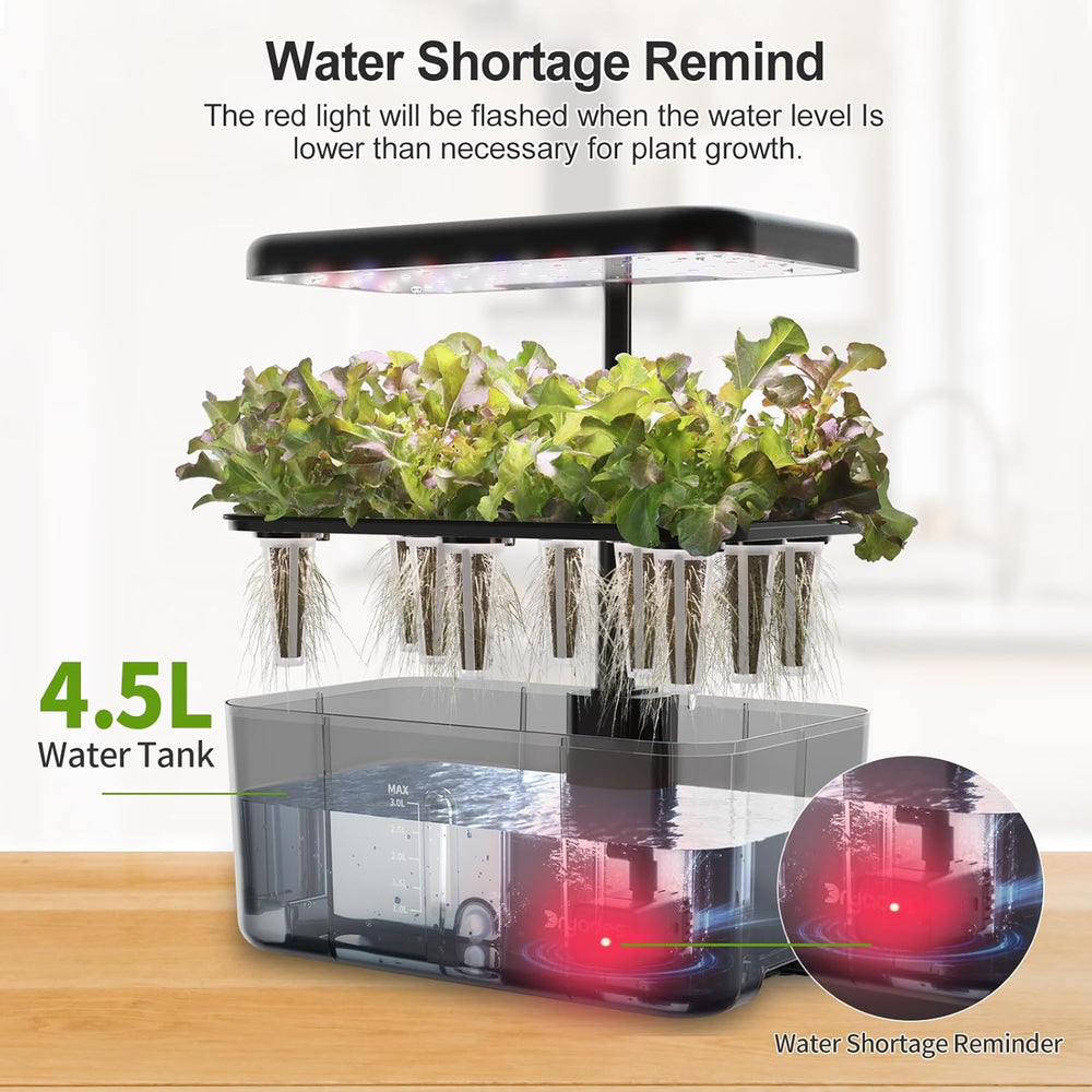 Sistema di coltivazione idroponica: 8 capsule, lampada LED a spettro completo da 24 W con avviso di livello basso dell'acqua | Giardino interno per cucina, soggiorno, scuola | Idea regalo per giardinieri dilettanti