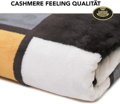 Gözze - Coperta morbida e confortevole, sensazione cashmere, peso tessuto pesante 500 G/M², Antigua, 150 X 200 Cm - Senape/Nero/Bianco Letti e coperte Besuche den Gözze-Store
