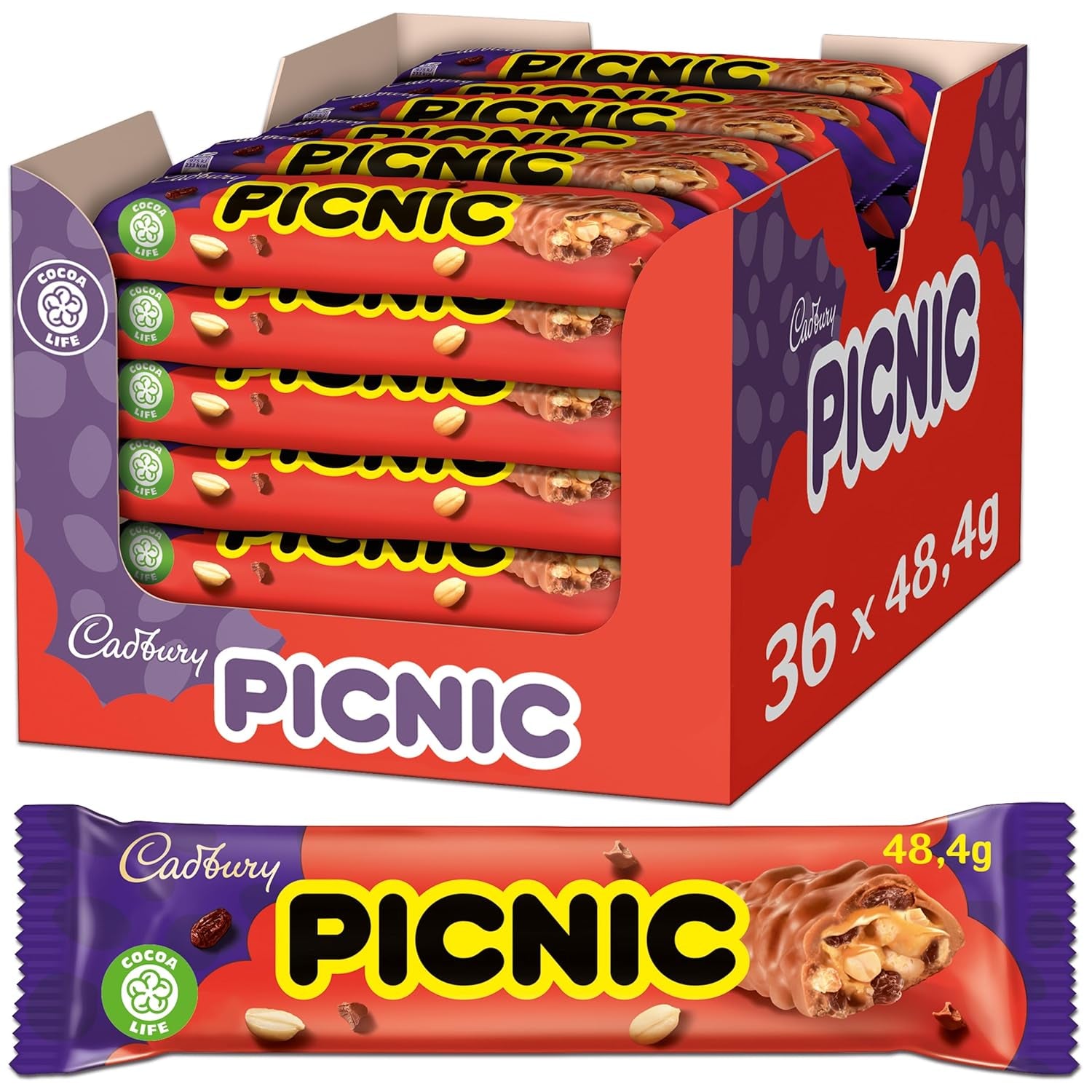 WUNDERBAR Peanuts – Barrette di arachidi al caramello confezionate singolarmente con pezzi croccanti di arachidi – 24 x 49g