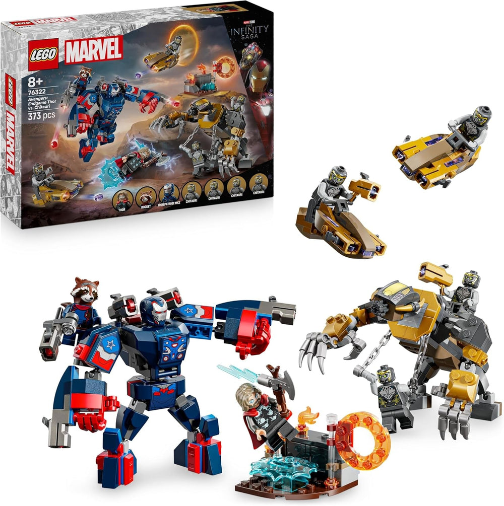 LEGO ǀ Marvel Avengers: Endgame Thor vs. Chitauri Bauset - Superhelden Action mit dem Iron Patriot Mech und 7 Minifiguren - Geschenk für Jungen und Mädchen ab 8 Jahren - 76322