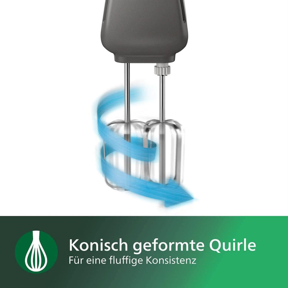 Philips Miscelatore manuale, 450 W, 5 Geschwindigkeiten più Turbo, Bianco/Grigio (HR3741/00) Cucina Naty Shop