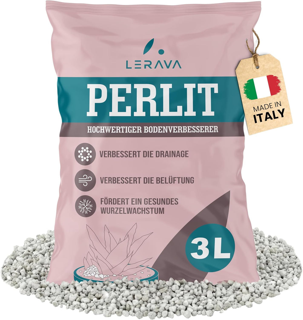 LERAVA® Perlite for Plants (5L) – Perlite a grana grossa per il miglioramento del suolo – Garantisce drenaggio e aerazione ottimali – Additivo naturale per terreno e coltura idroponica – Granuli per piante