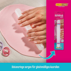 DECOCINO Ausrollstab – 3 parti, ca. 23 cm di lunghezza – antihaftbeschichter als Teigrolle zum Ausrollen von Marzapane, Blütenpaste, Roll-Fondant
