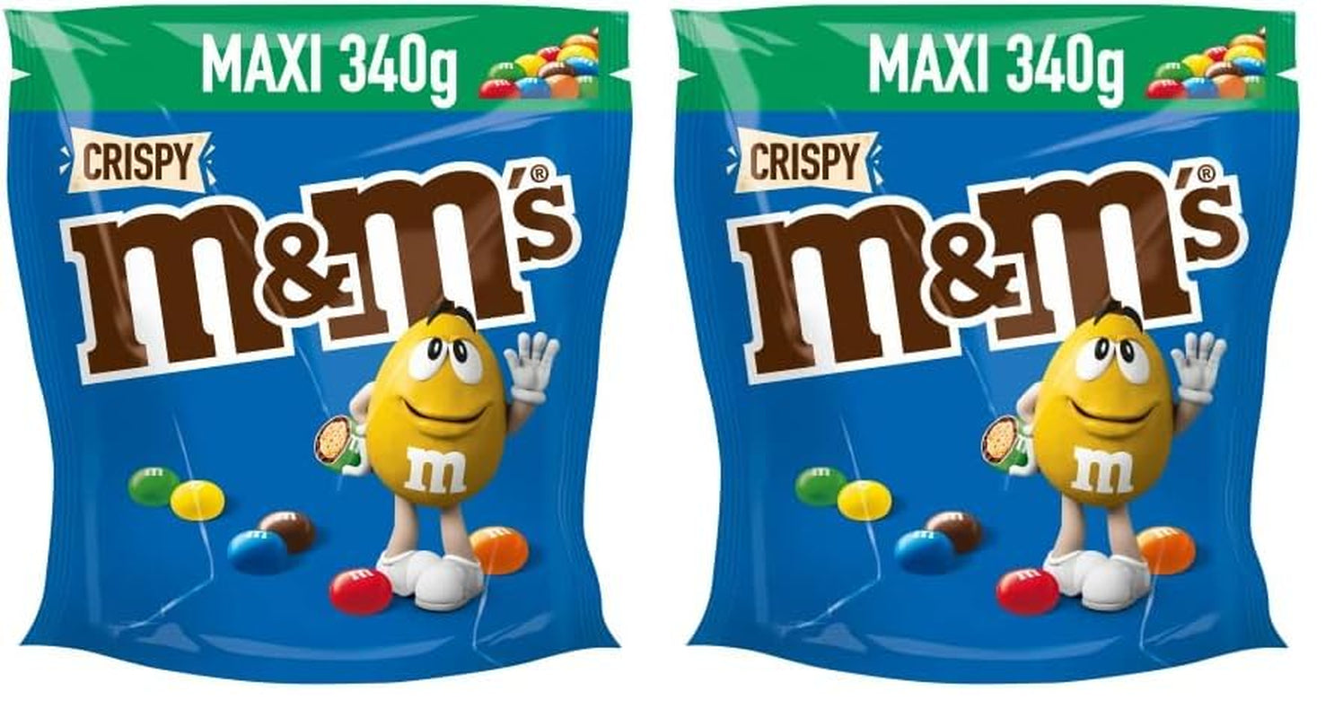 M&M'S Crispy, lenticchie croccanti al cioccolato e centro croccante, cioccolato, 1 confezione (1 x 340 g) (confezione da 2)