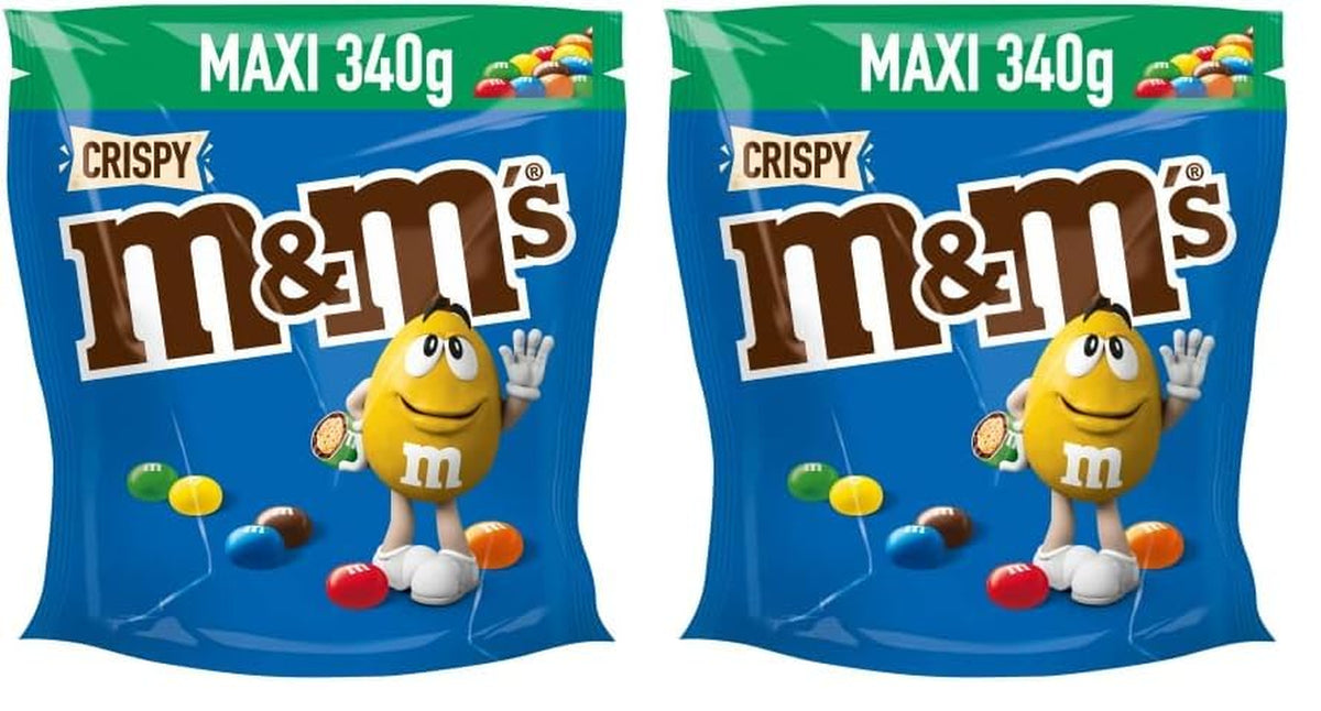 M&M'S Crispy, lenticchie croccanti al cioccolato e centro croccante, cioccolato, 1 confezione (1 x 340 g) (confezione da 2)