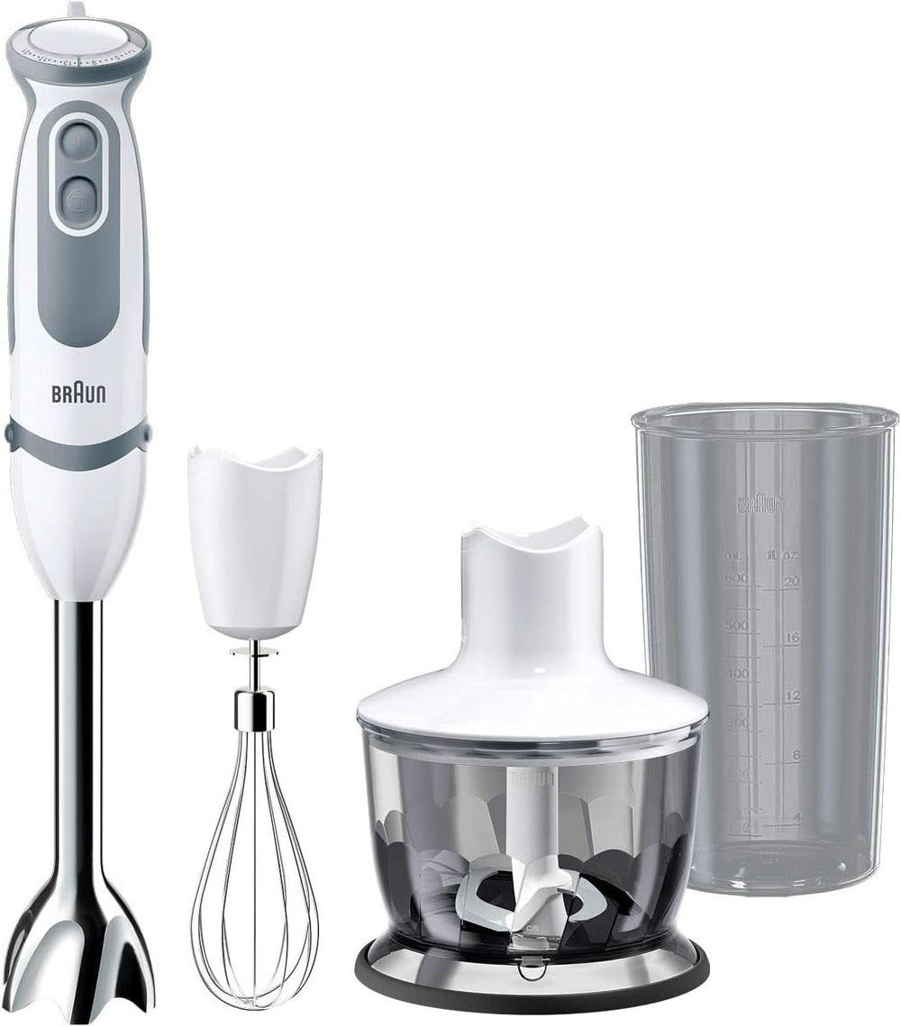 Braun Stabmixer MQ 5200WH - Multiquick 5 Vario Purierstab Mit Edelstahl Mixfuß, 1000 Watt, Inkl. 600 ml Mix-& Messbecher, Bianco/Grau Kitchen Naty Shop Versione 2019 – Schneebesen