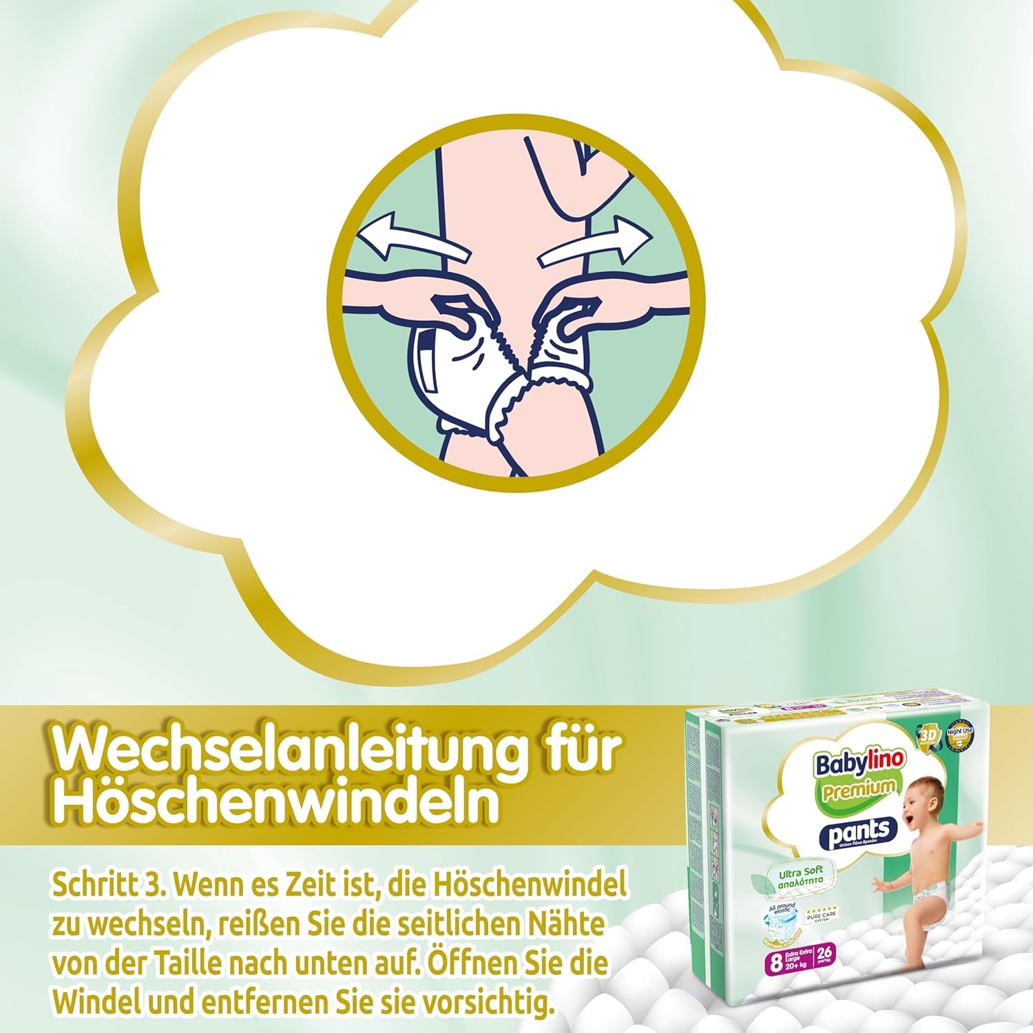 Pantaloni Premium taglia 8 con filtro ultra morbido, XXL (20+ kg), 26 pezzi