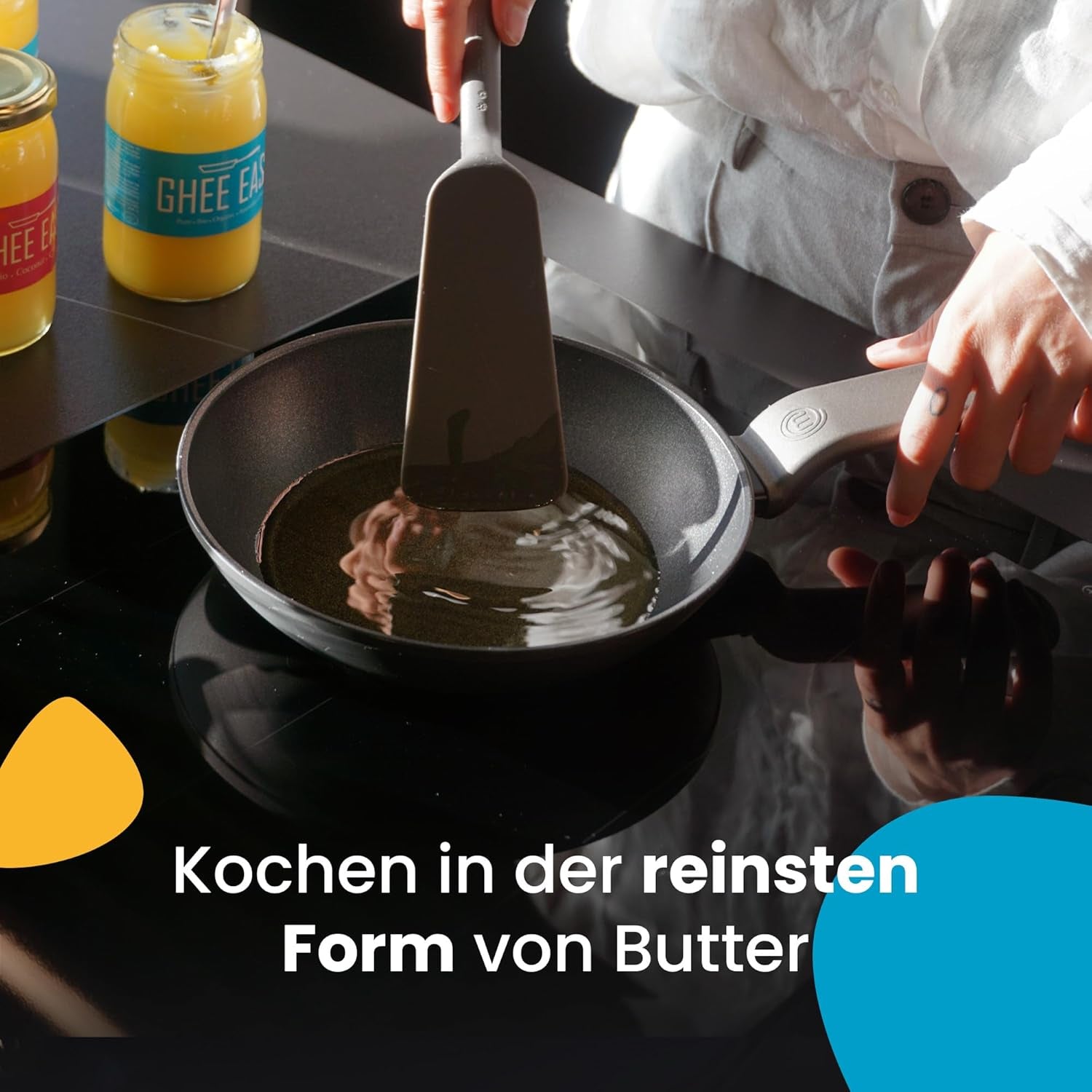 Ghee Easy 850g Ghee Bio von Grasgefütterten Kühen - Ghee Butter ohne Zusatzstoffe - Zertifiziert Organisch & Biologisch - Hochreines Ayurveda Ghee ohne Lactose und Gluten - 100% Europäisch