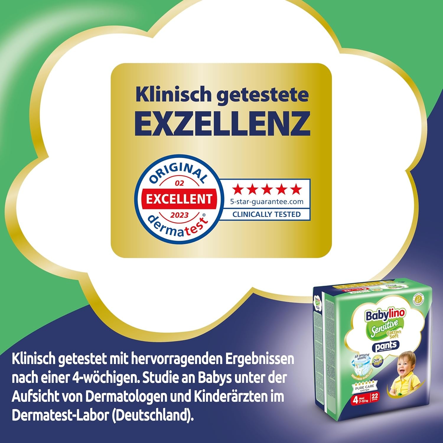 Pannolini Sensitive Cotton Soft, taglia 4, Pantaloni Maxi (7-13 kg), 22 pezzi