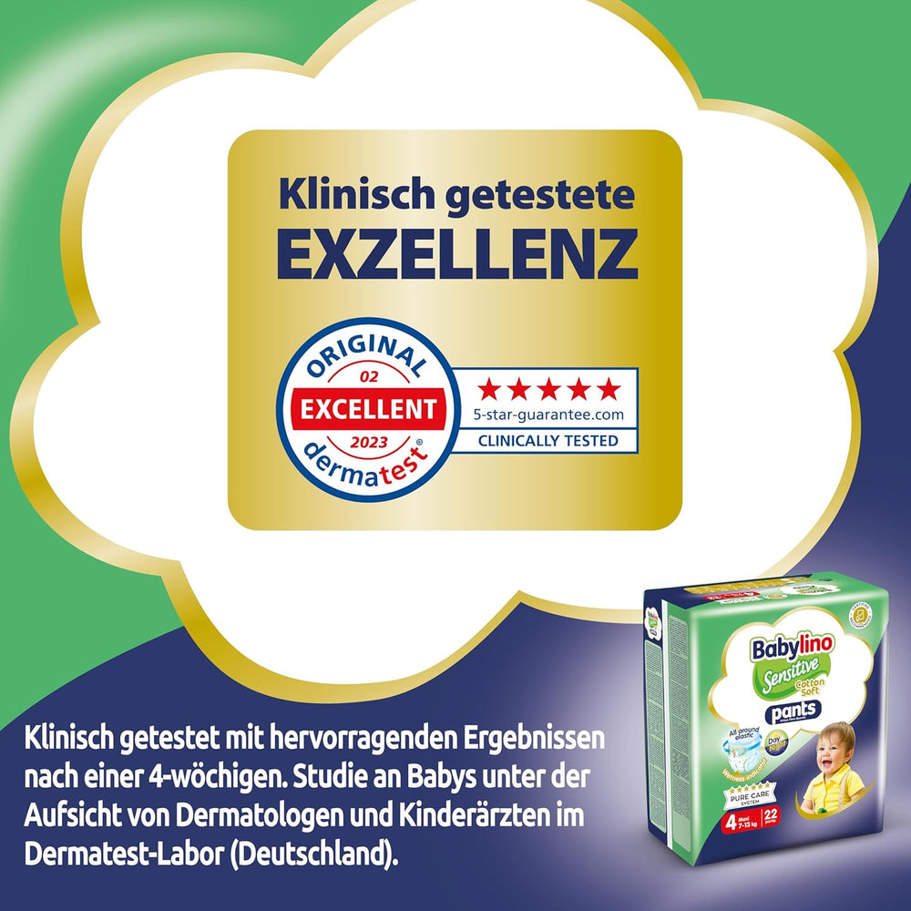 Pannolini Sensitive Cotton Soft, taglia 4, Pantaloni Maxi (7-13 kg), 22 pezzi