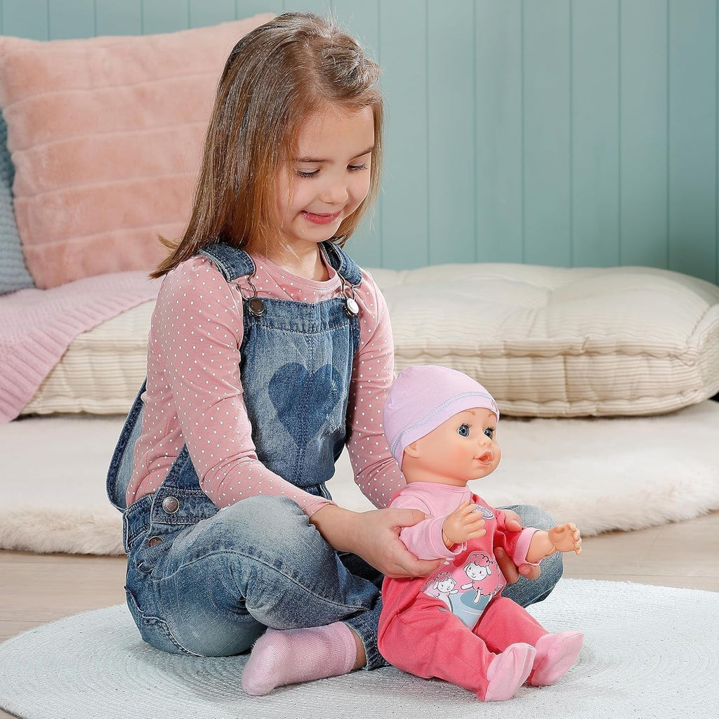 Baby Annabell Emily Run With Me 43cm, păpușă care se târăște și merge, cu funcție de sunet, rochiță și pălărie roz, 710623 Zapf Creation Papusi Naty Shop