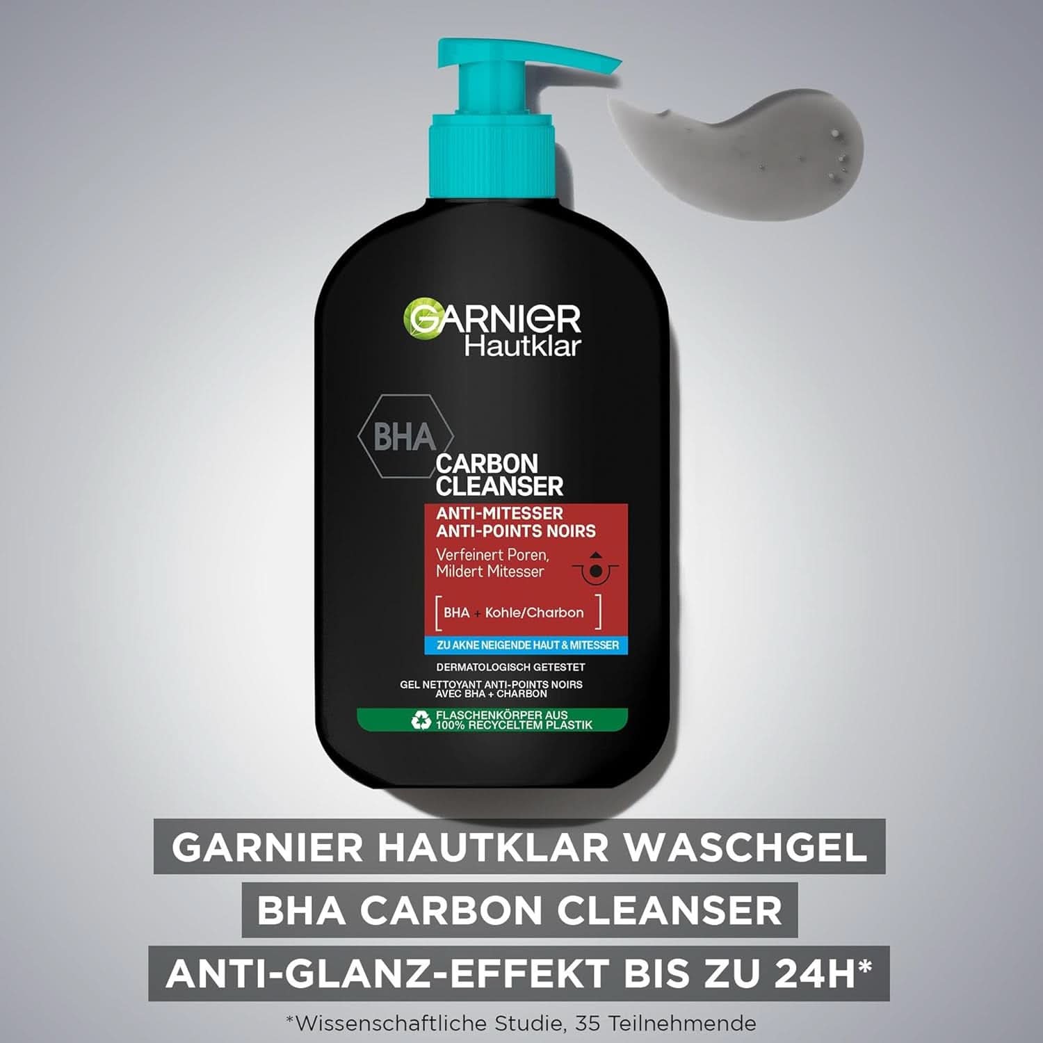 Garnier Charcoal Cleanser Gel detergente viso contro punti neri e brufoli 250ml Doccia e bagno Naty Shop