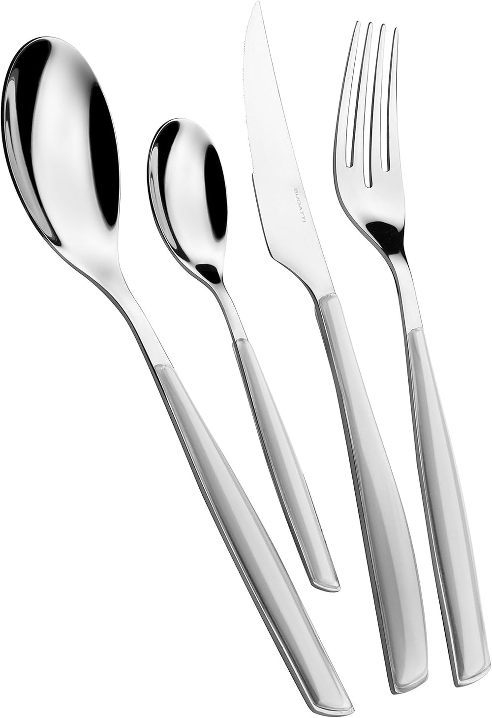 BUGATTI Glamour, Set Posate per 6, 24 Pezzi Acciaio Inossidabile 18/10 Naty Shop Grigio Cenere