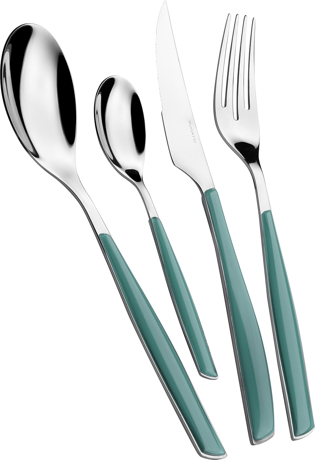 BUGATTI Glamour, Set Posate per 6, 24 Pezzi Acciaio Inossidabile 18/10 Naty Shop Celadon Verde