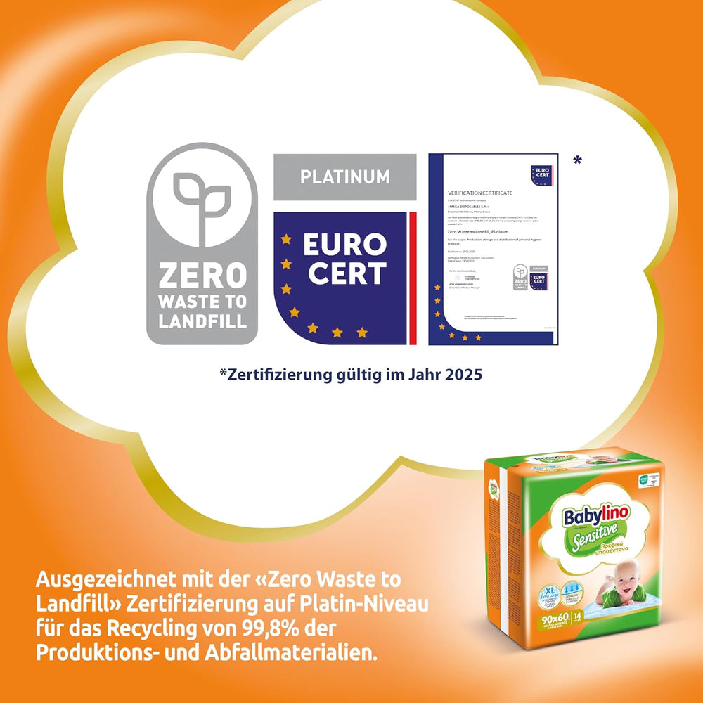 Salviette umidificate Sensitive, 90 x 60 cm, extra assorbenti, 14 pezzi