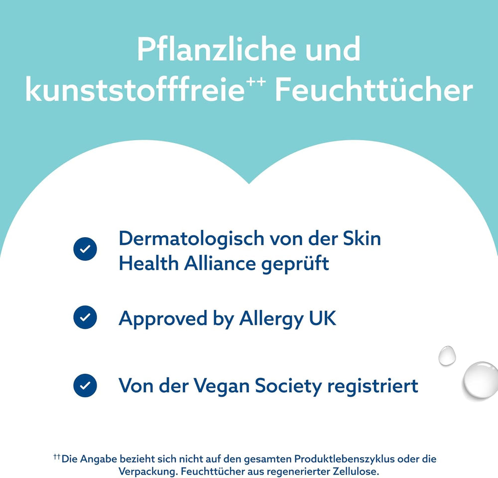 Salviettine umidificate WaterWipes Sensitive+ On The Go, 100 salviette (confezione da 10), 3 in 1 pulisce, cura, protegge, 99,9% acqua, salviette senza profumo