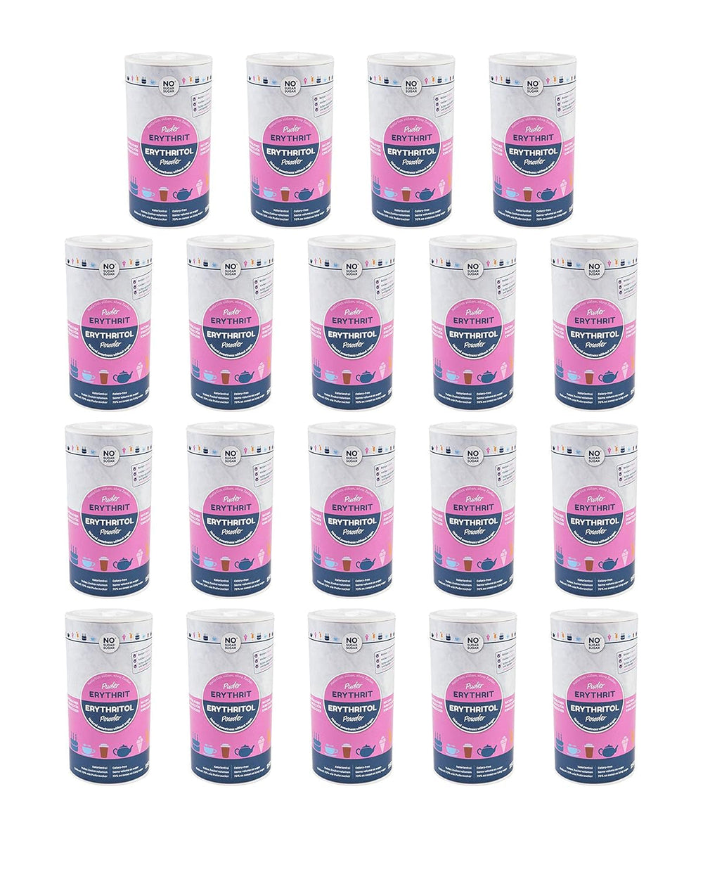 Nosugarsugar Erythrit Puder Streudose - Puderzuckerersatz Kalorienfrei, 19Er Pack (19 X 250 G) Dolcificanti Naty Shop