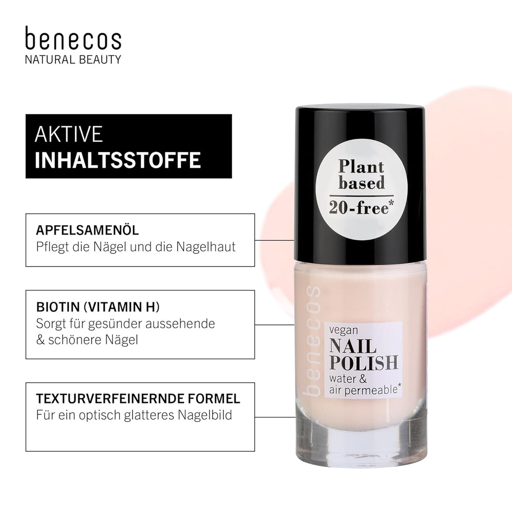 Smalto per unghie vegano Benecos 20-Free "Be My Baby" - smalto per unghie alle erbe - asciugatura rapida e lunga durata - permeabile all'acqua - arricchito con biotina - 5 ml
