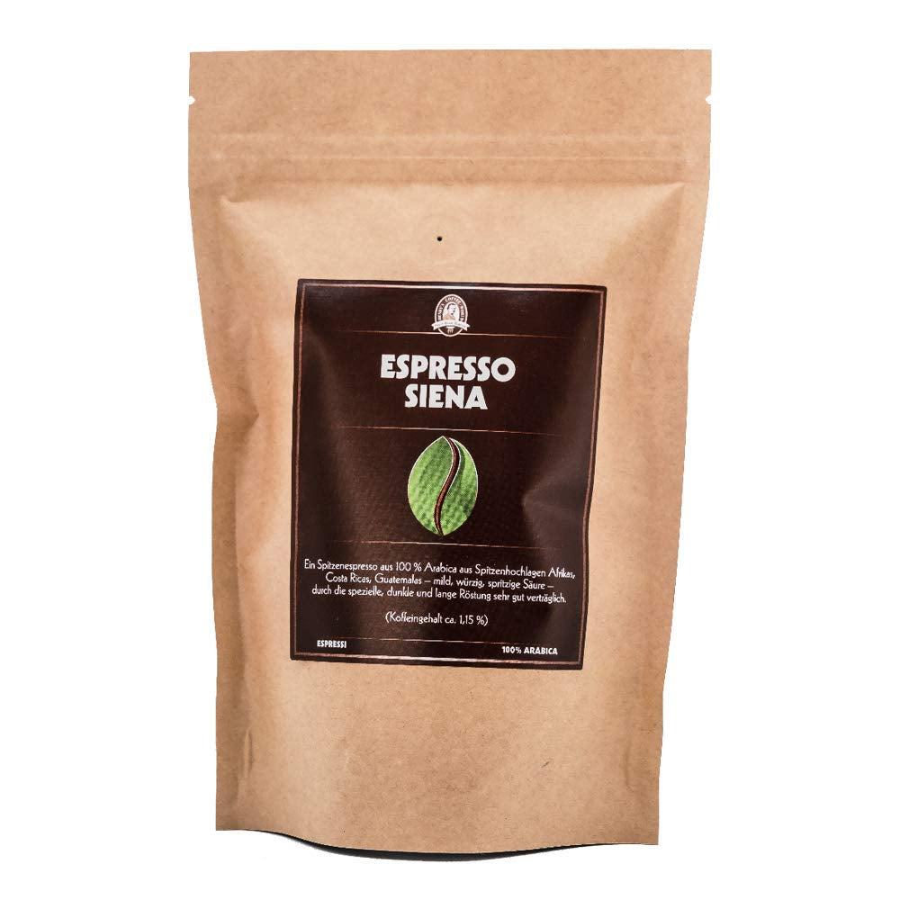 Henry´s Espresso Siena 500g - würziger Körper - dunkle Röstung - erlesene Qualität - Handwerklich in Deutschland geröstet - Kaffeebohnen direkt vom Bauern