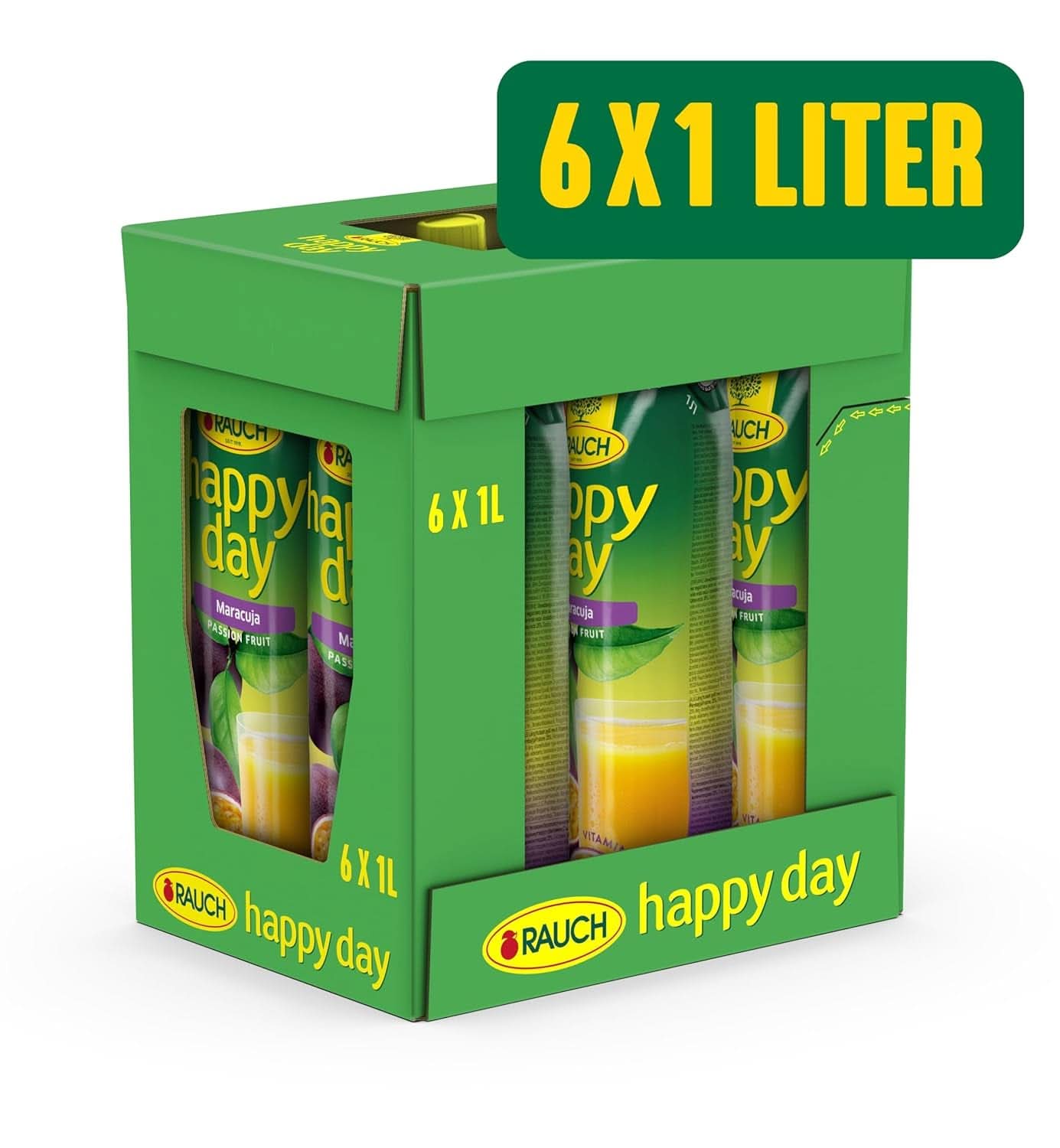 Rauch Happy Day Maracuja | Cu o mulțime de vitamina C | Magie exotică și aromă intensă | 6X 1 litru, Tetra Prisma Bauturi fara alcool Naty Shop