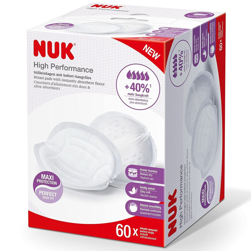 NUK High-Performance Einweg-Stilleinlagen Mit Sofort-Saugvlies | Einlagen Zum Stillen | Einzelverpackung | +40% in più di potenza di aspirazione | 60 Stück Alimenti per bambini e Accessori per l'allattamento Naty Shop