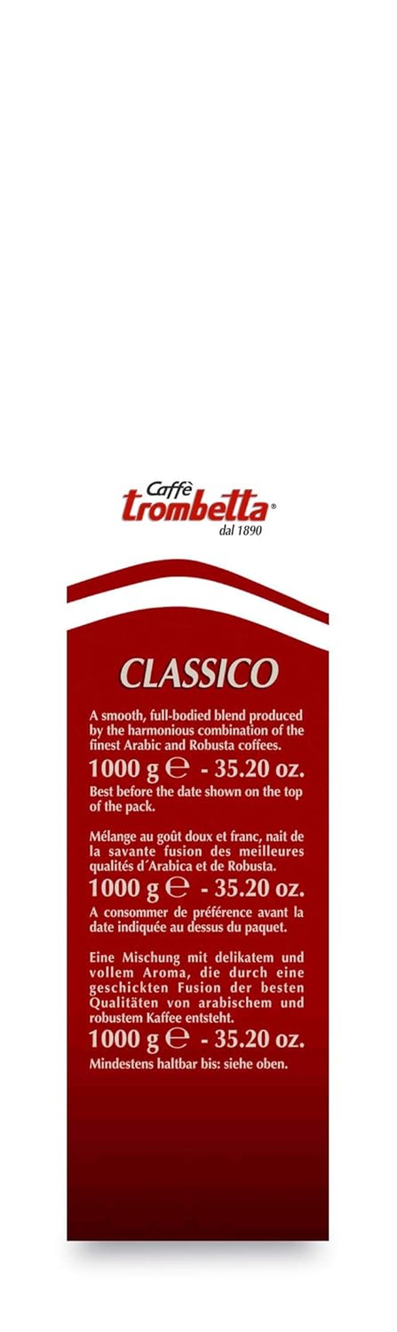 Caffè Trombetta Italien Kaffee Geröstete Kaffeebohnen, klassisch. Eine perfekte Harmonie zwischen Aroma und Körper - 1 kg