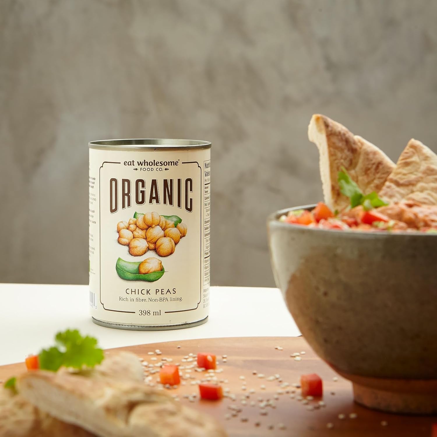 Mangia ceci biologici genuini, 400 g (confezione da 12) - Cotti in acqua, senza sale aggiunto, 100% naturali, fonte proteica, vegani, rivestimento senza BPA e confezione neutra contro la CO2