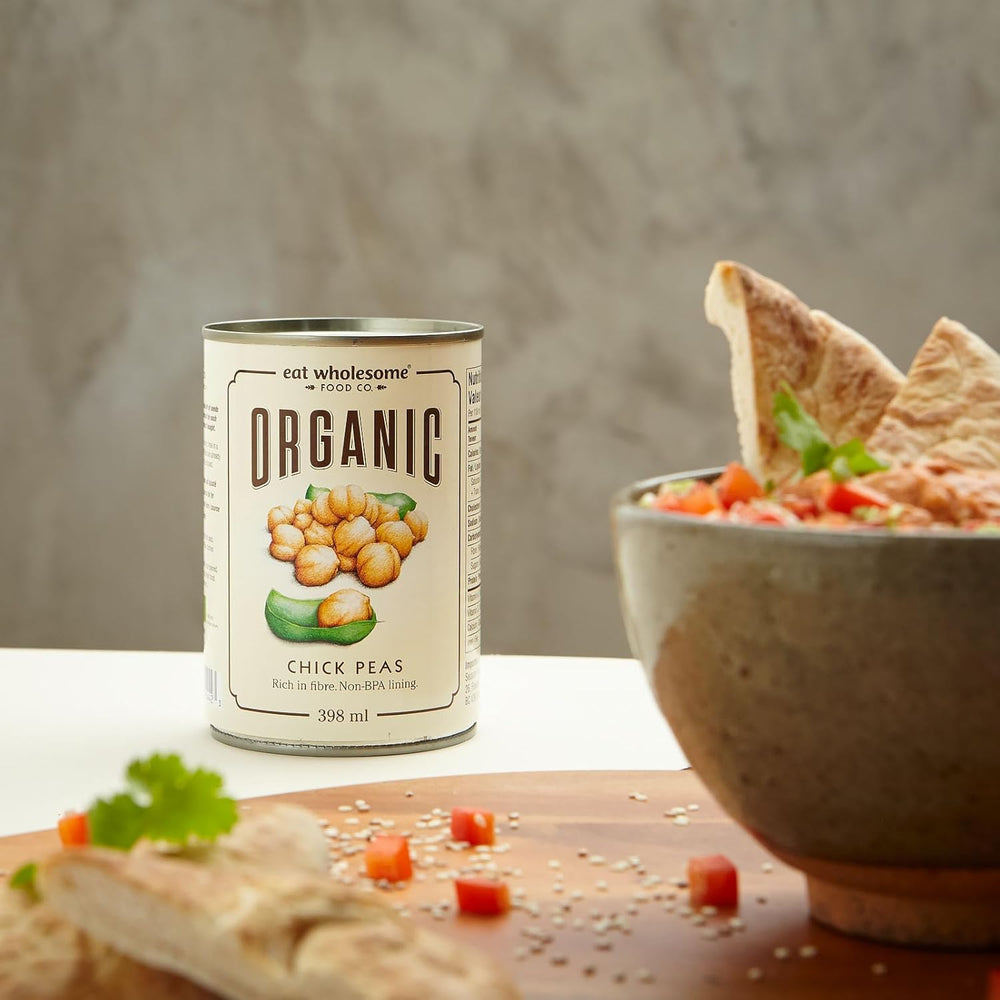 Mangia ceci biologici genuini, 400 g (confezione da 12) - Cotti in acqua, senza sale aggiunto, 100% naturali, fonte proteica, vegani, rivestimento senza BPA e confezione neutra contro la CO2