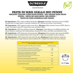 Pasta di Mais Giallo Biologica Italiana Gluten Free, Formato Penne - pasta senza glutine, 100% farina di mais giallo organic, vegan, confezione da 3 pacchi da 350 g