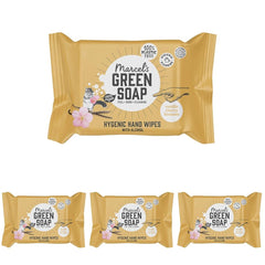 Salviette umidificate per mani Marcel's Green Soap, confezione da 60 - Vaniglia e fiori di ciliegio - A base vegetale - Biologiche
