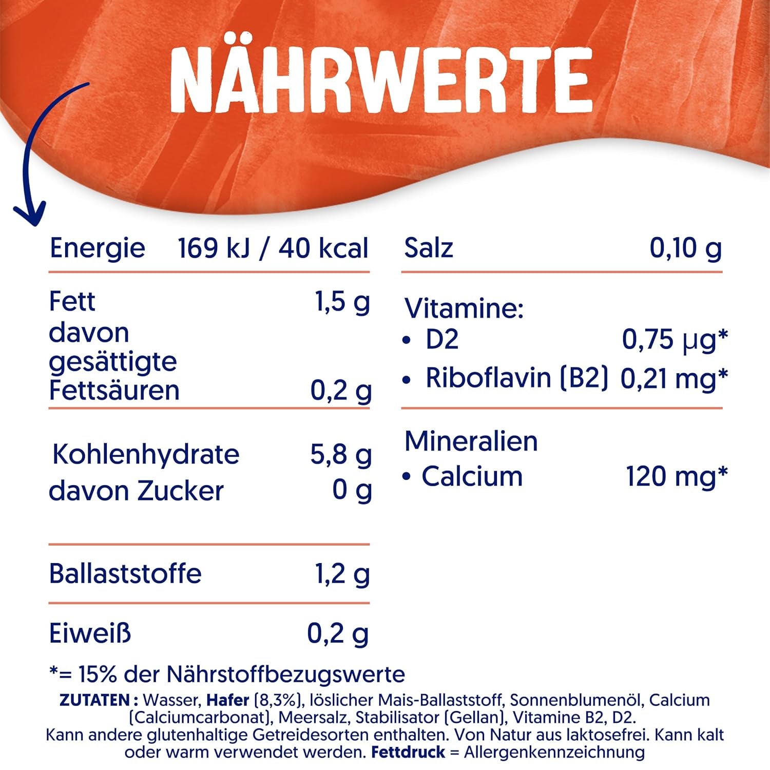 Alpro Haferdrink ohne Zucker – Milchalternative auf Haferbasis – Vegan und lactosefrei – Rich an Ballaststoffen, Calcium und Vitaminen – 8 x 1 L