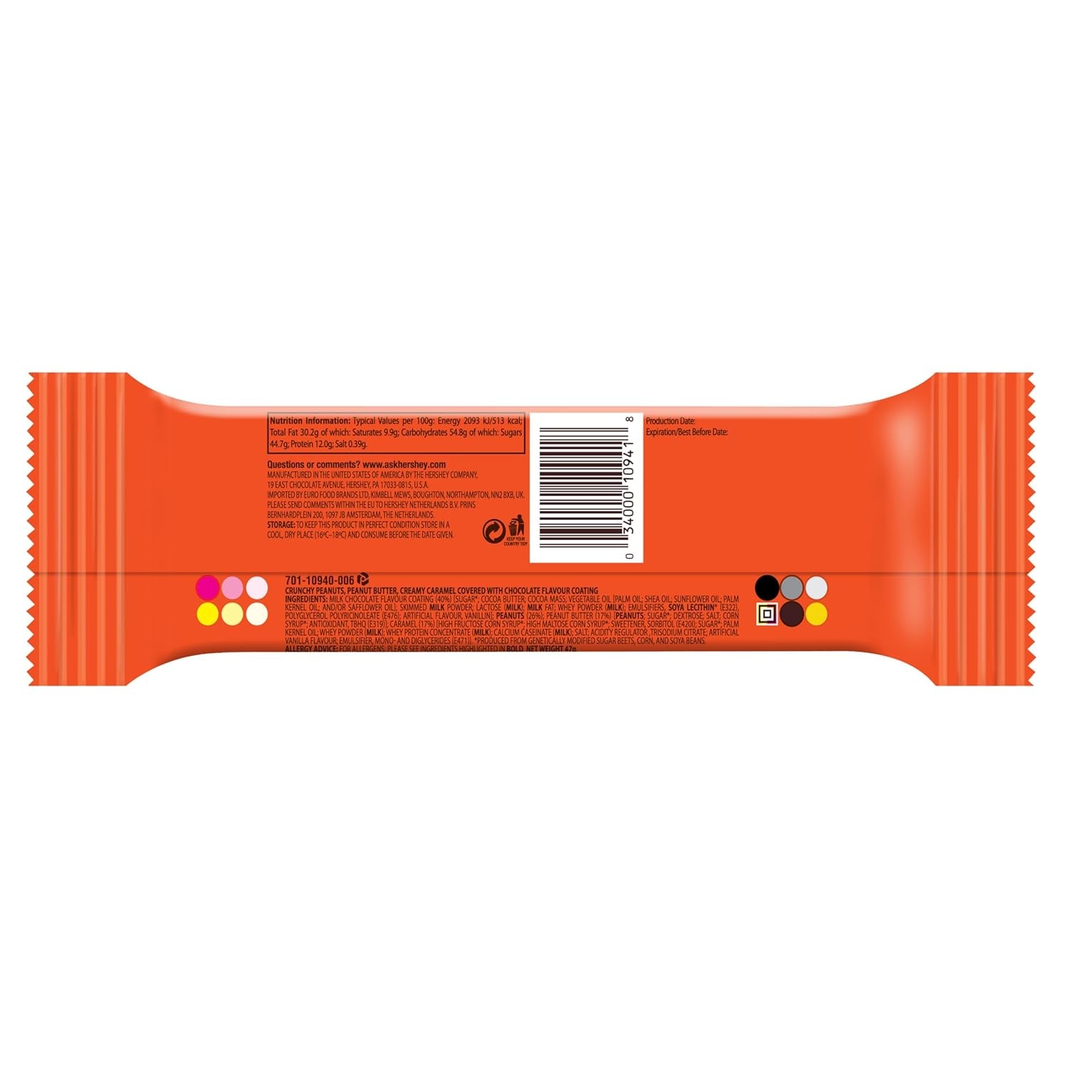 Nutrageous Peanut Butter - Barrette di cioccolato al burro di arachidi: 18 pezzi (18 x 47g)