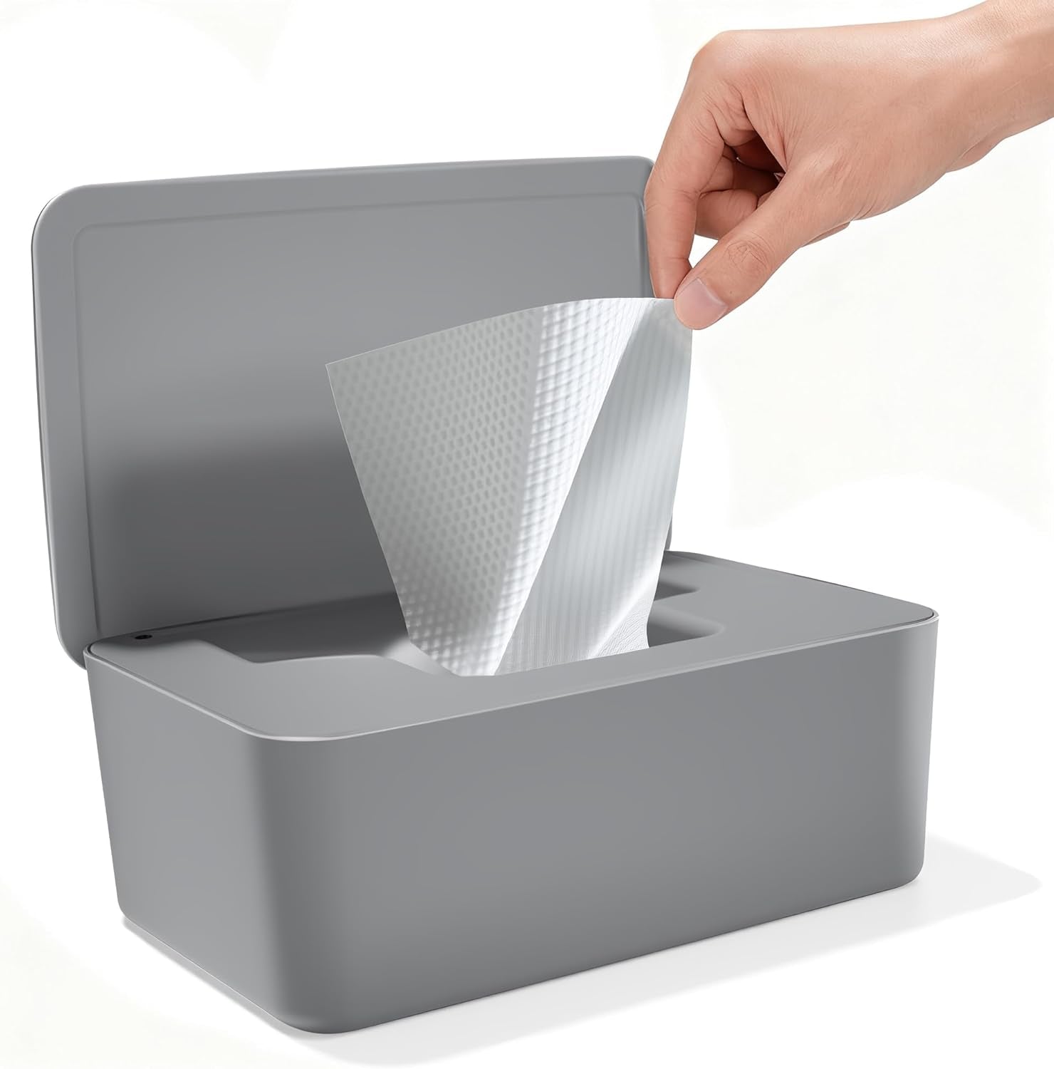 Scatola per salviette umidificate con coperchio, Scatola per salviette umidificate, Dispenser per salviette umidificate per bambini, Scatola portaoggetti impermeabile e sigillata, Dispenser per salviette umidificate per bagno, cucina, Bianco