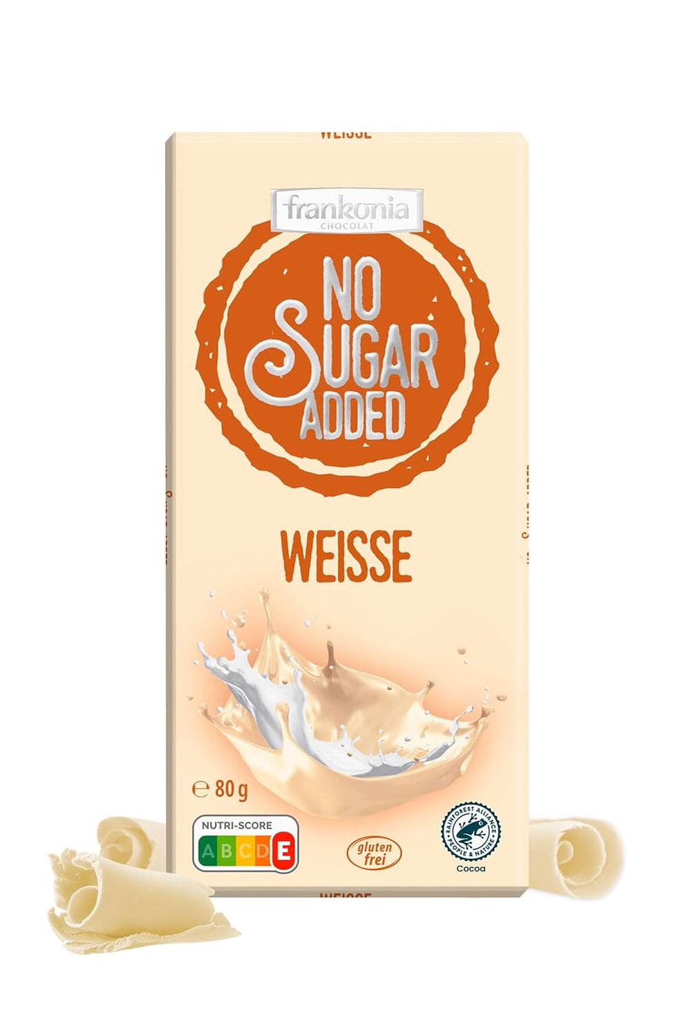 frankonia CIOCCOLATO SENZA ZUCCHERI AGGIUNTI Cioccolato bianco senza glutine, 80 g